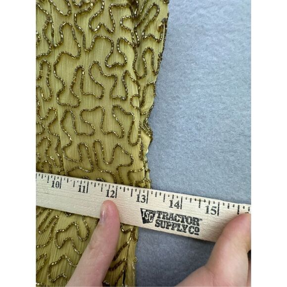 Vintage Y2K 90s Scala Gold Beaded Silk Slip Maxi Dress Gown Size S - Picture 11 of 12